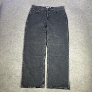 Levis Jeans Womens 35x30 (Tag 32) Low Pro Straight Black Denim Cotton Baggy